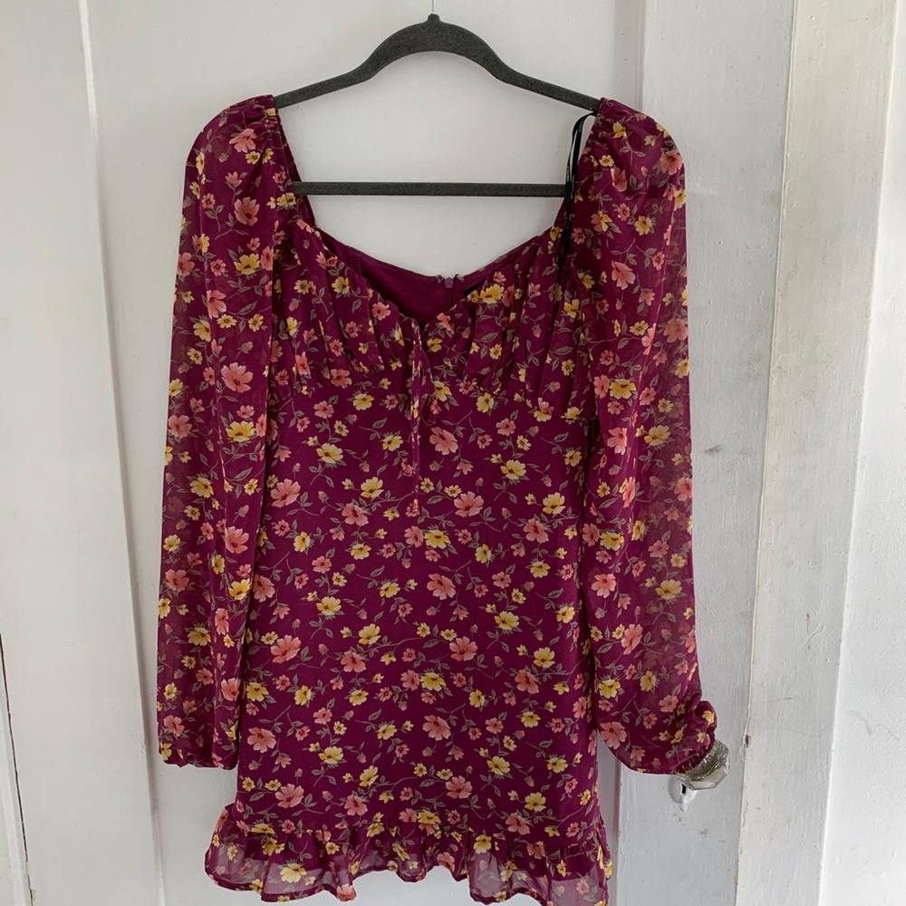 Forever 21 Burgundy Floral Mini Dress